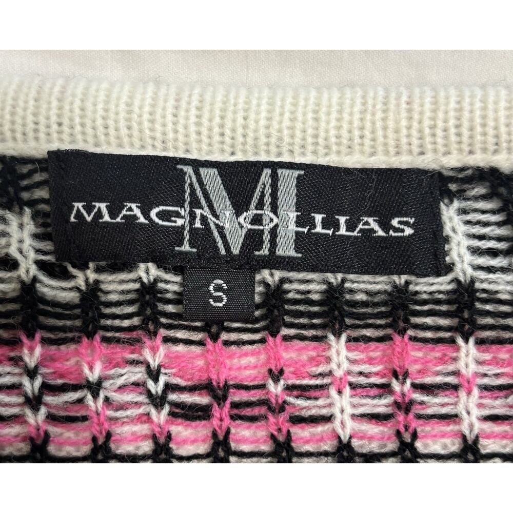 Knit Sweater Pink Aztec Nordic Design Size Small Lightweight Winter Layering - Picture 3 of 6